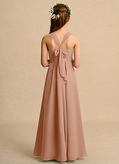 Azazie Tater Junior Formal Jurken voor bloemenmeisjes A-Lijn Jurk van Chiffon Geplooid Champagne Roos image2