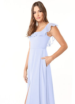 Azazie Jinny Abiti da Damigella Abito A-Line in Chiffon con Scollo Quadrato e Increspature Lavanda image5