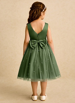 Azazie Bell Blumenmädchenkleider Ballkleid Schleifen Tüll Kleid Olivgrün image5