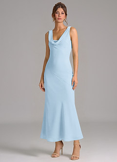 Azazie Rylina Final Sale Sky Blue Mermaid Pleated Chiffon Dress image3