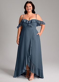 Azazie Lyra Bridesmaid Dresses Neptune A-Line Chiffon Convertible Dress image16