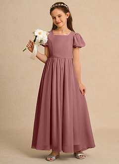 Azazie Joss Flower Girl Dresses Desert Rose A-Line with Sleeves Chiffon Dress image9