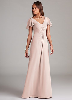 Azazie Soren Bridesmaid Dresses Rose Petal A-Line Ruched Chiffon Dress image4