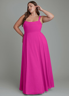 Azazie Shaude Bridesmaid Dresses Fuchsia A-Line Pleated Chiffon Dress image8