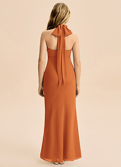 Azazie Velli Junior Vestido Canela de Chiffon de sereia com Pescoço alto image2