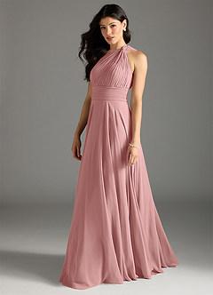 Azazie Charlize Bridesmaid Dresses Dusty Rose A-Line One Shoulder Chiffon Dress image4