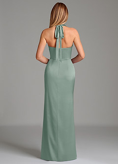 Azazie Serenity At-home Try On Dresses Dusty Sage Mermaid Sweetheart Neckline Stretch Satin Dress image6