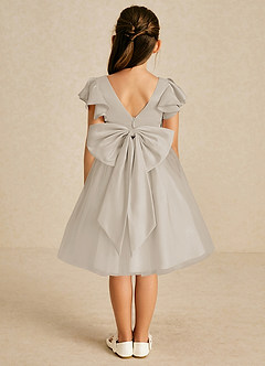 Azazie Kaeya Flower Girl Dresses Frost A-Line Bow Tulle Dress image1