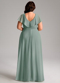 Azazie Lainey Bridesmaid Dresses Silver Sage A-Line with Pockets Chiffon Dress image9