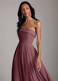 Azazie Lucienne Bridesmaid Dresses Sangria A-Line Strapless Chiffon Convertible Dress image4