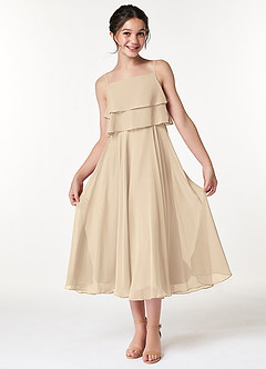 Azazie Ensley A-Line Pleated Chiffon Tea-Length Junior Bridesmaid Dress image5