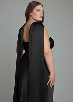 Azazie Saylor Brautjungfernkleider Meerjungfrau-Linie Schulterfrei Stretch-Satin Kleid Schwarz image19