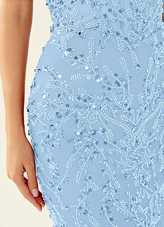 Zivah Light Blue Beaded Corset Lace Up Back Mermaid Dress image6