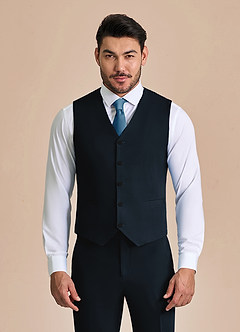 front James Bleu Marine Gilet de costume