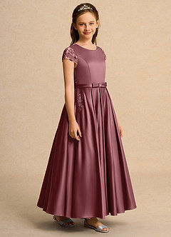 Azazie Bunny Junior Formal vestidos de niña de las flores Vestido de Rosa Del Desierto de Encaje de Princesa image5