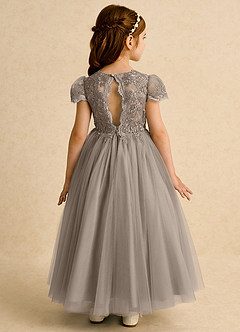 Azazie Puff Abiti da Ragazza di Fiori Abito Principessa in Tulle Pizzo Taupe image1