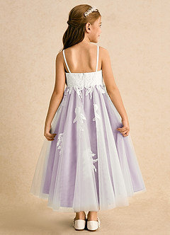 Azazie Coraline Flower Girl Dresses Ivory Frosted Lilac A-Line Lace Dress image2
