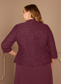 Azazie Cornelia Mother of the Bride Dresses Cabernet Sheath Square Neckline Sequins Chiffon Dress image19