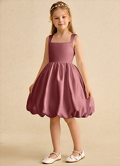 Azazie Nirvana Flower Girl Dresses Amethyst Ball-Gown Ruched Matte Satin Dress image5