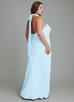 Azazie Velli Bridesmaid Dresses Sky Blue Mermaid High Neck Chiffon Dress image13