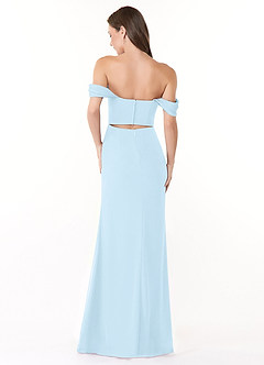 Azazie Lynnie Brautjungfernkleider Wandelbar Meerjungfrau-Linie Schulterfrei Chiffon Kleid Himmelblau image4