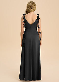 Azazie Gumdrop Junior Black Empire Pleated Stretch Satin Dress image7