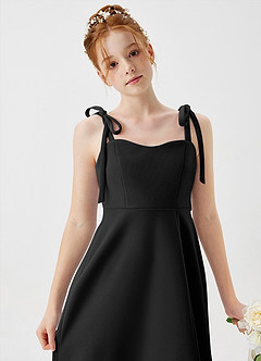 Azazie Rosey Junior Black A-Line Sweetheart Neckline Stretch Crepe Dress image7