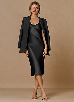 front Margaret Black Cotton Linen Blend Blazer