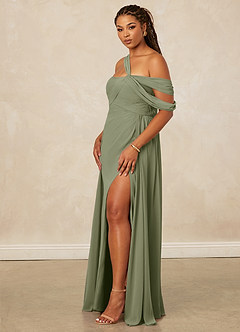 Christian Siriano Bridal for Azazie 1014 Bridesmaid Dresses Pistachio A-Line Off the Shoulder Chiffon Dress image14