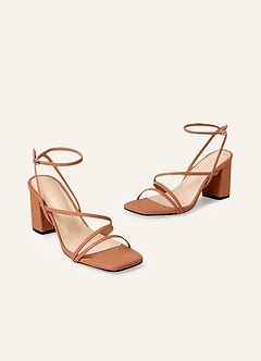 front Ankle Strap Block Heel Sandals