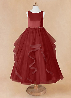 Azazie Sofia Flower Girl Dresses Rust A-Line Beaded Tulle Dress image8