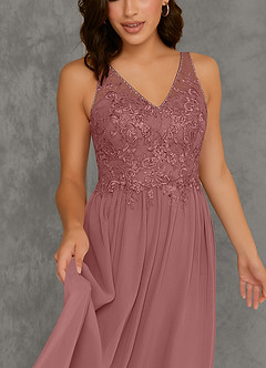 Azazie Amy Bridesmaid Dresses A-Line Lace Chiffon Floor-Length Dress image6