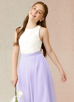 Azazie Albertine Junior Lilac A-Line Lace Chiffon Dress image5