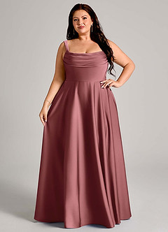 Azazie Shaude Bridesmaid Dresses Amethyst A-Line Pleated Stretch Satin Dress image12