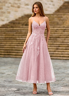 Clementinia Pink Sequin Embroidery Lace Beading Tulle Corset Maxi Dress image4