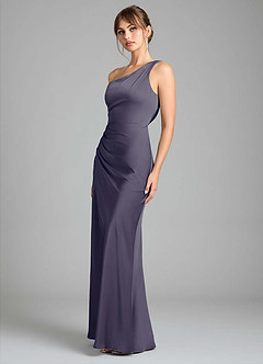 Azazie Madelyn Bridesmaid Dresses Stormy Mermaid One Shoulder Stretch Satin Convertible Dress image6