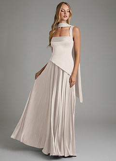 Azazie Stephanie Bridesmaid Dresses White Alabaster A-Line Corset Stretch Satin Dress image6