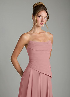 Azazie Gabriela Abiti da Damigella Abito A-Line in Chiffon Corsetto Rosa Polverosa image10