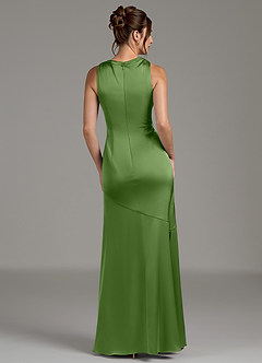 Azazie Kiara Bridesmaid Dresses Basil Mermaid Pleated Stretch Satin Dress image6