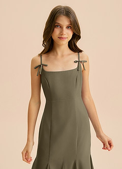 Azazie Evey Junior Abito Sirena in Chiffon Plissettato Willow Green image6