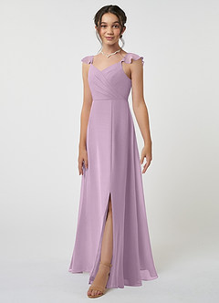 Azazie Amada Junior Wisteria A-Line Ruched Chiffon Dress image3