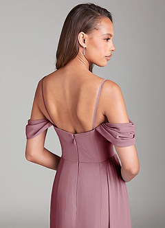 Azazie Amyra Bridesmaid Dresses Vintage Mauve Sheath Off the Shoulder Chiffon Convertible Dress image7