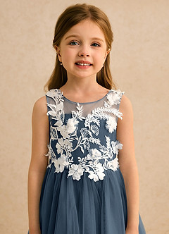 Azazie Mixie Jurken voor bloemenmeisjes Baljurk Jurk van Kant Neptunus image7