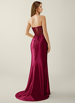 Willa Burgundy Sweetheart Neckline Corset Mermaid Prom Dress image2