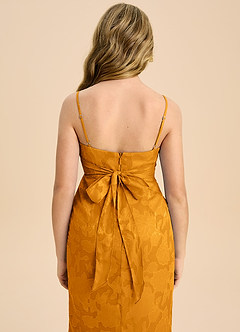 Azazie Mai Junior Butterscotch Sheath Pleated Floral Burnout Dress image7