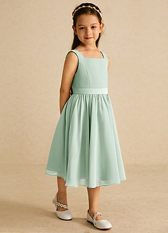 Azazie Ari Flower Girl Dresses Agave A-Line Sleeveless Chiffon Dress image5