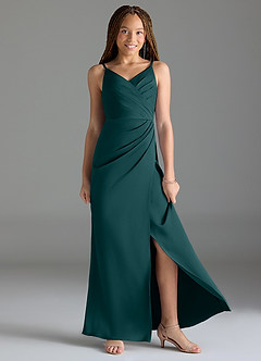 Azazie Maci Junior Meerjungfrau-Linie Plissee Stretch-Satin Kleid Kiefer image3
