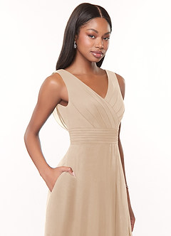 Azazie Karina Bridesmaid Dresses White Alabaster A-Line Pleated Chiffon Dress image5