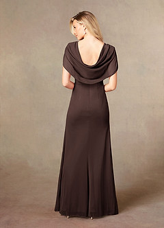 Azazie Luisa Moeder van de bruid jurken Zeemeermin Jurk van Mesh V-hals geplooid Ganache image2