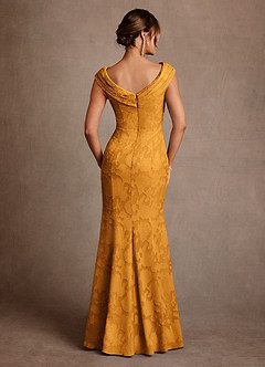 Azazie Aberdeen Kleider für die Brautmutter Etui Plissee Blumen-Burnout Kleid Butterscotch image2